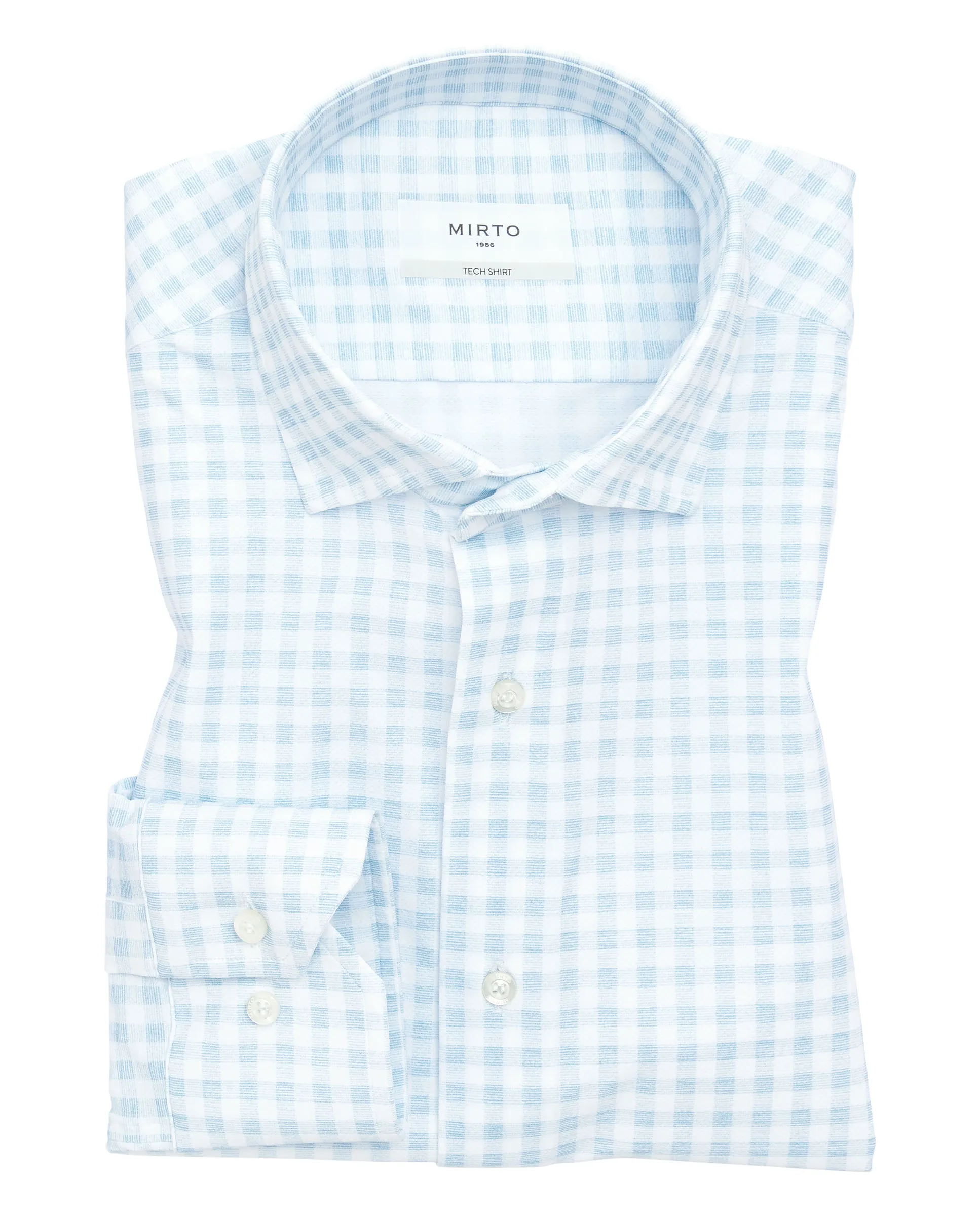 Camisa vestir técnica cuadro Vichy celeste