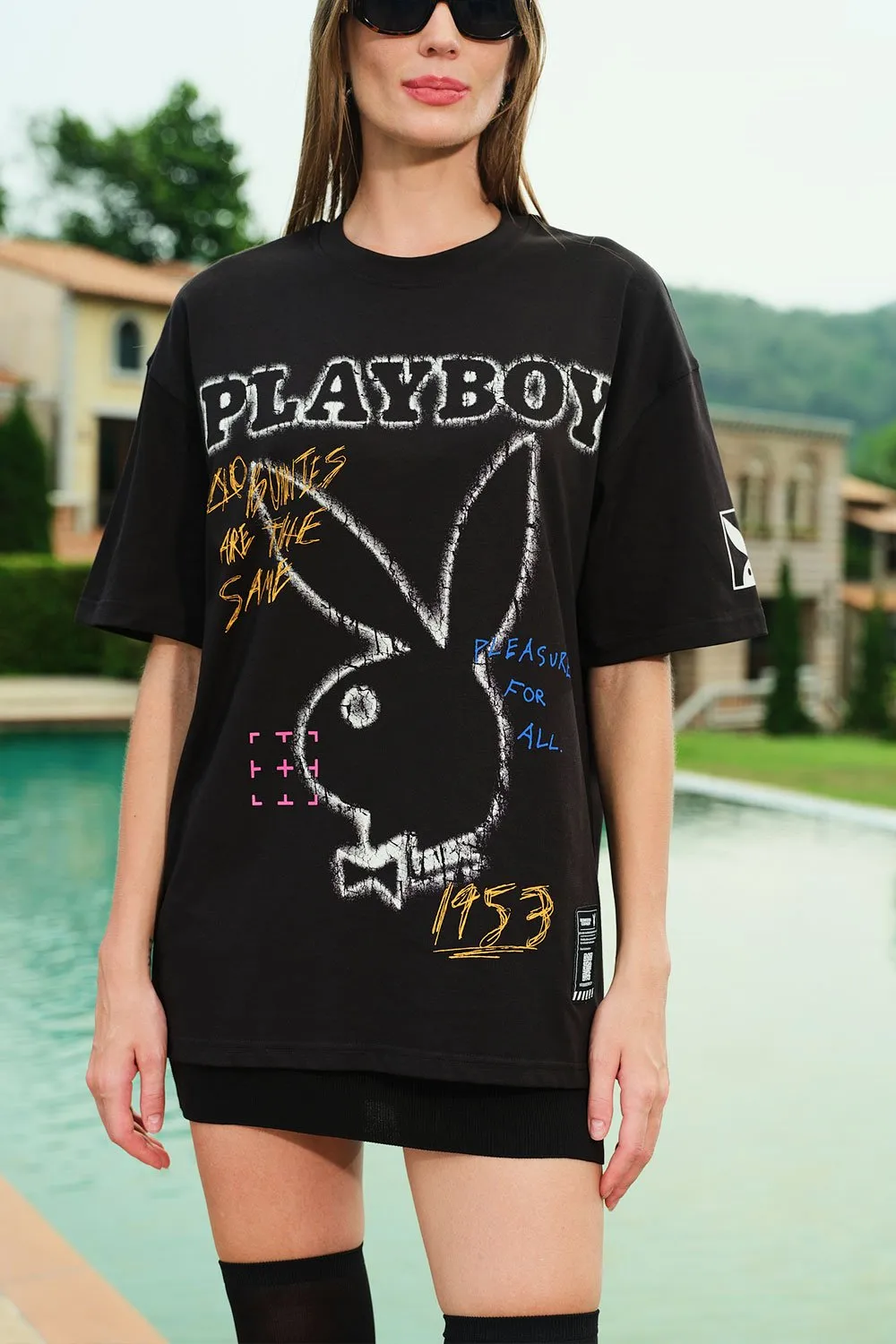 Chalkboard Bunny Oversized T-shirt