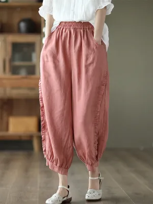 Chike - Ruffle Cropped Harem Pants