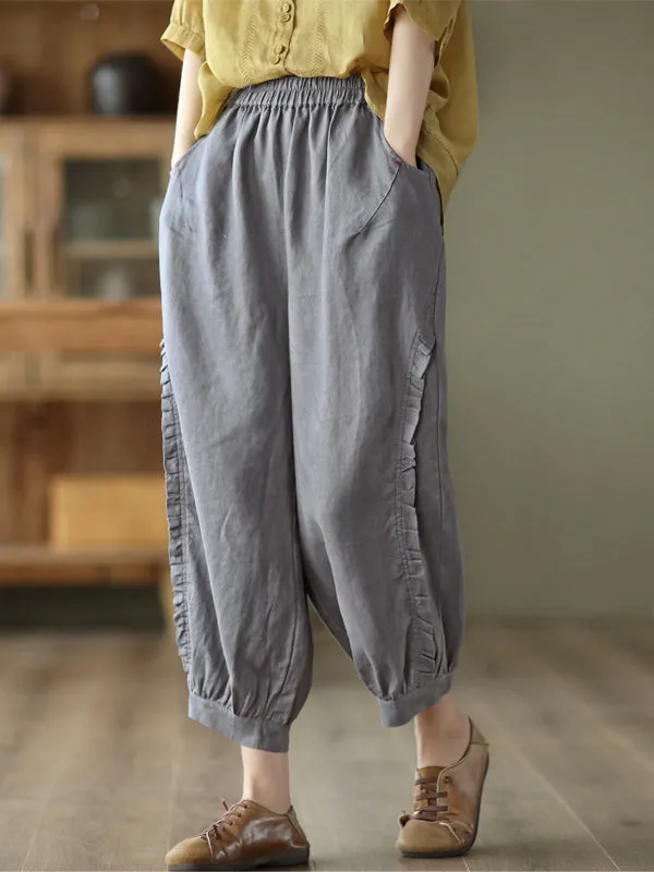 Chike - Ruffle Cropped Harem Pants