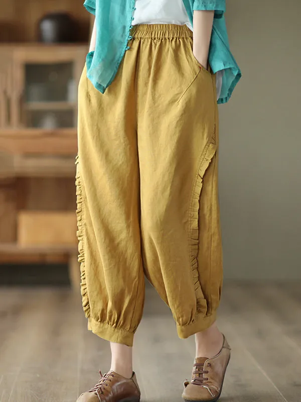 Chike - Ruffle Cropped Harem Pants