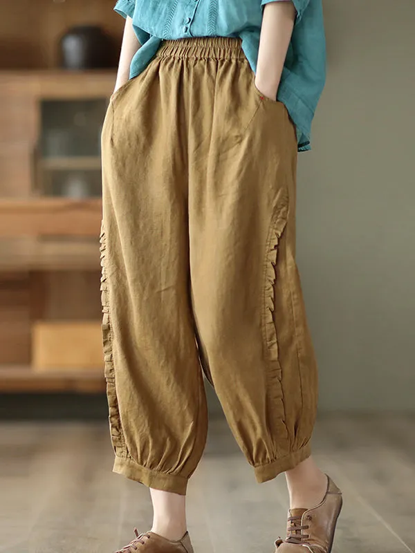 Chike - Ruffle Cropped Harem Pants