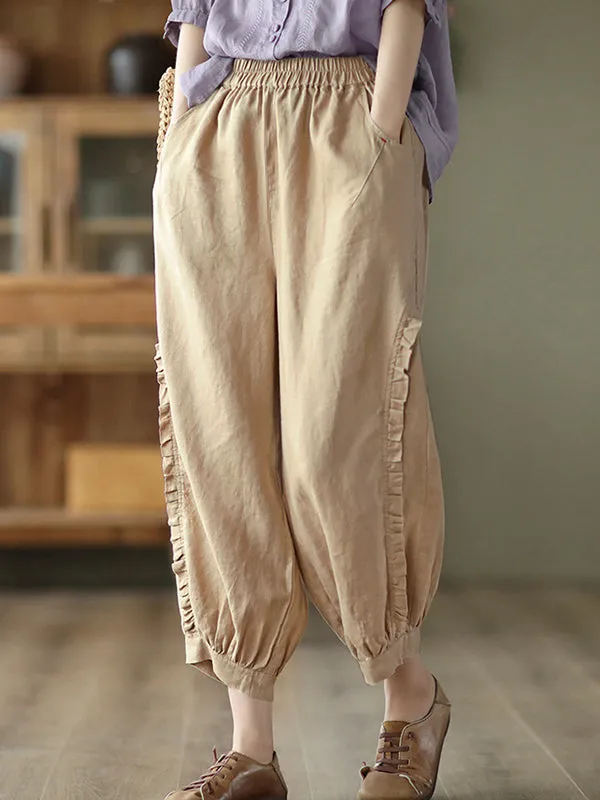 Chike - Ruffle Cropped Harem Pants