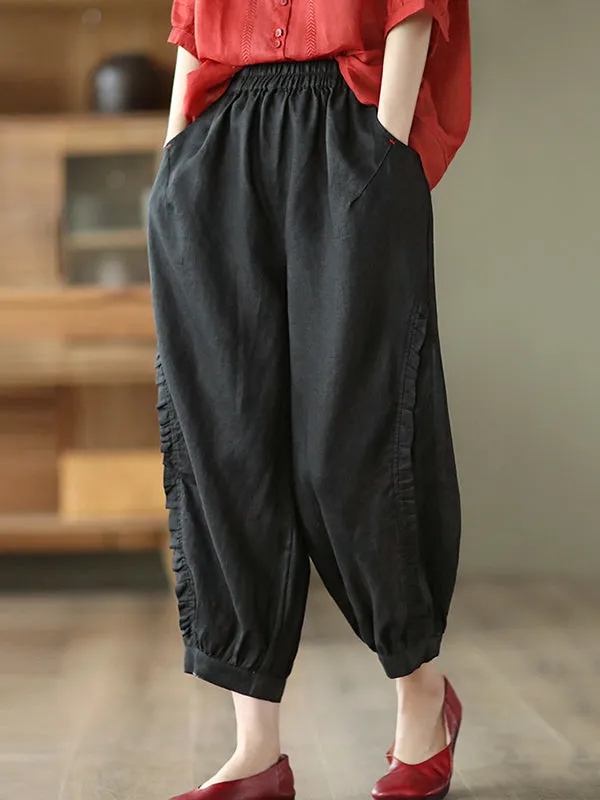 Chike - Ruffle Cropped Harem Pants