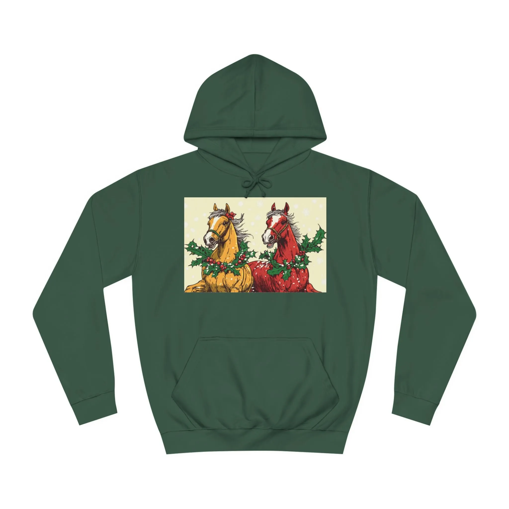 Christmas Horses Unisex College Hoodie