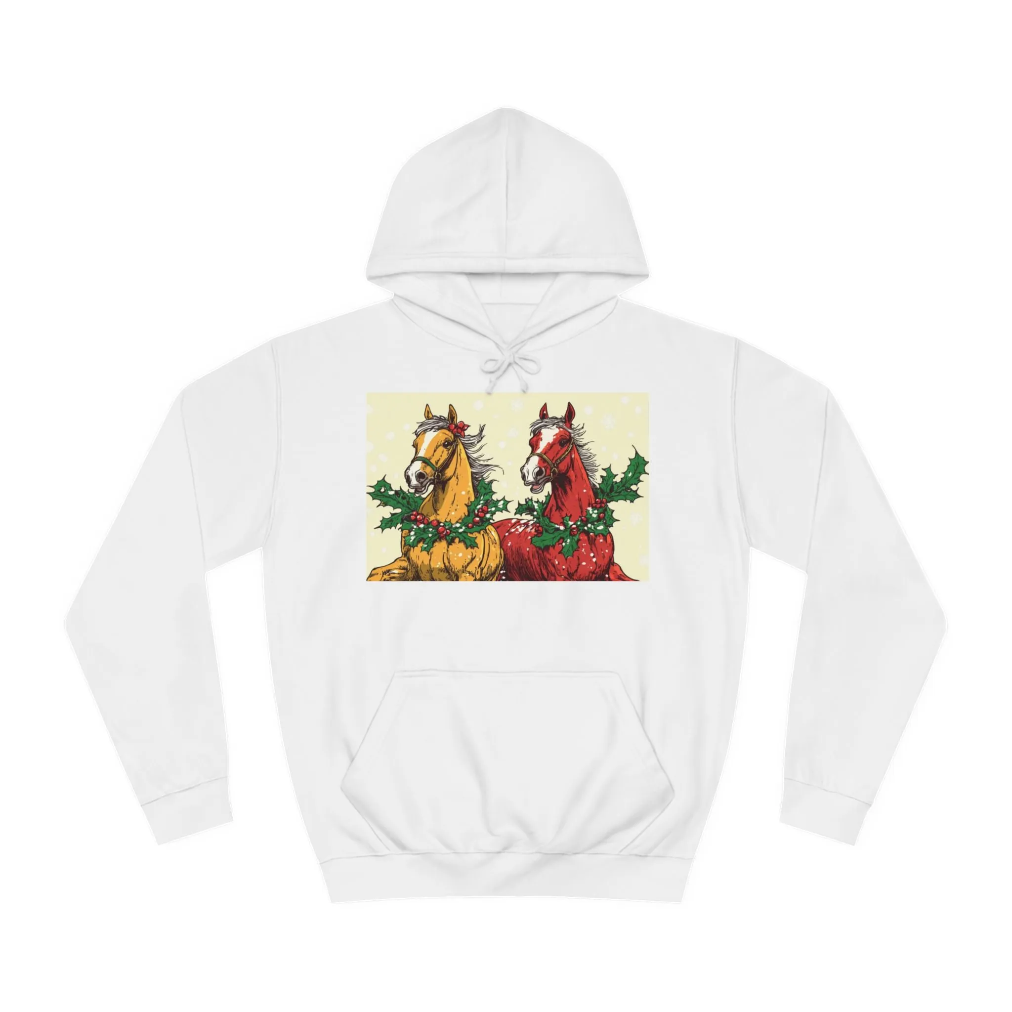 Christmas Horses Unisex College Hoodie