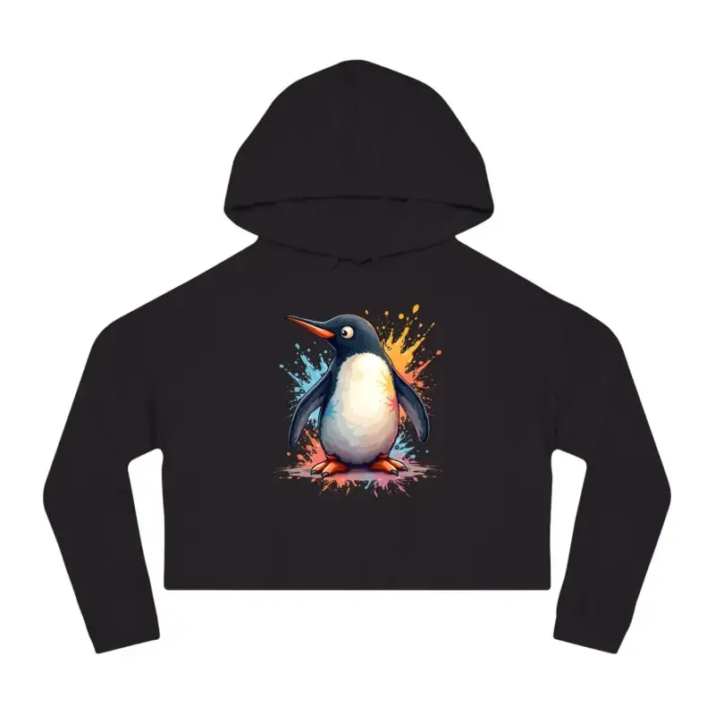 Colorful Penguin Cropped Hooded Sweatshirt Bold Look