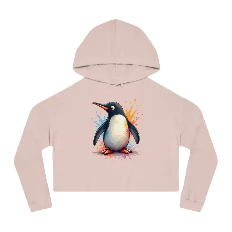 Colorful Penguin Cropped Hooded Sweatshirt Bold Look