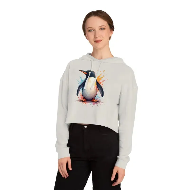 Colorful Penguin Cropped Hooded Sweatshirt Bold Look