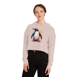 Colorful Penguin Cropped Hooded Sweatshirt Bold Look