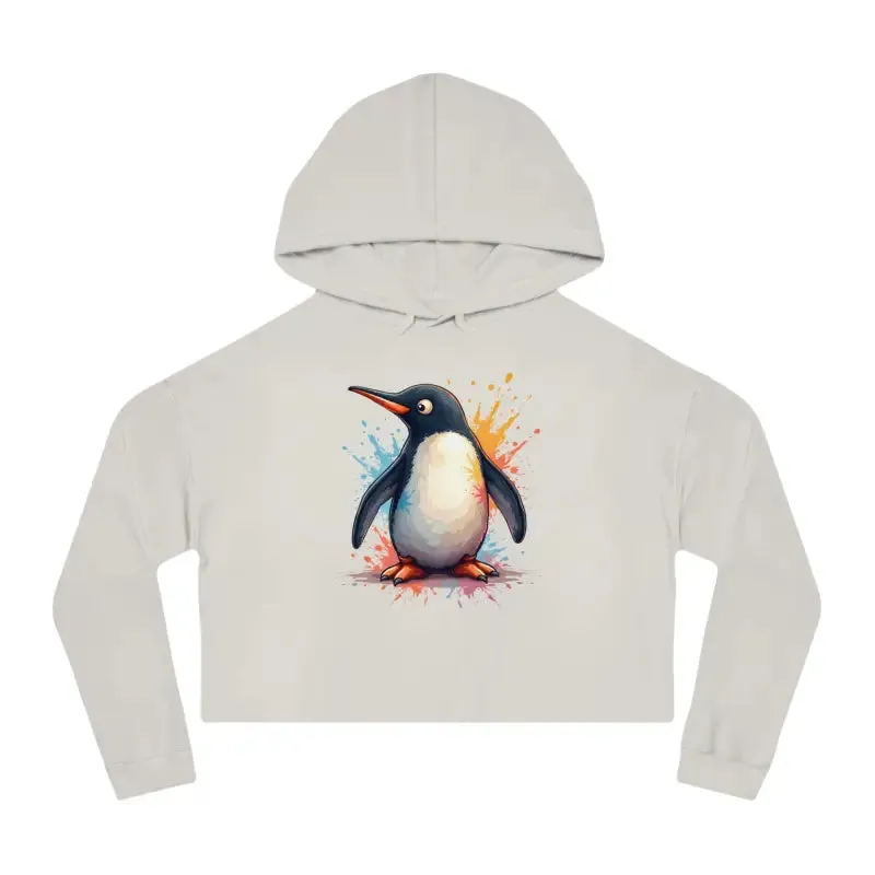 Colorful Penguin Cropped Hooded Sweatshirt Bold Look