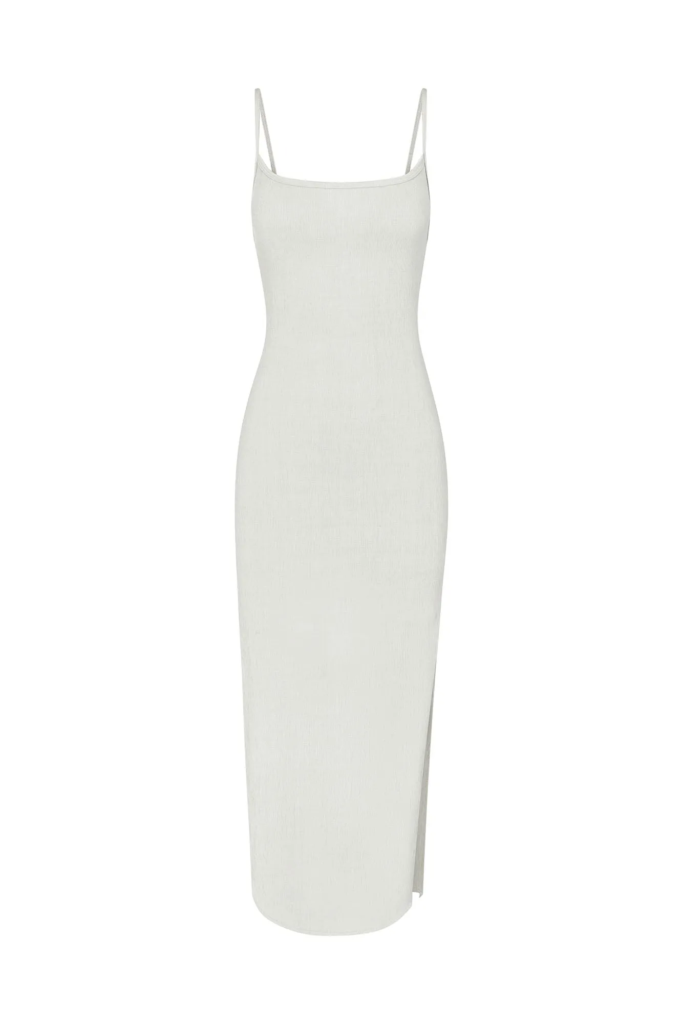 Column Sliding Strap Maxi Dress in Textured Stretch