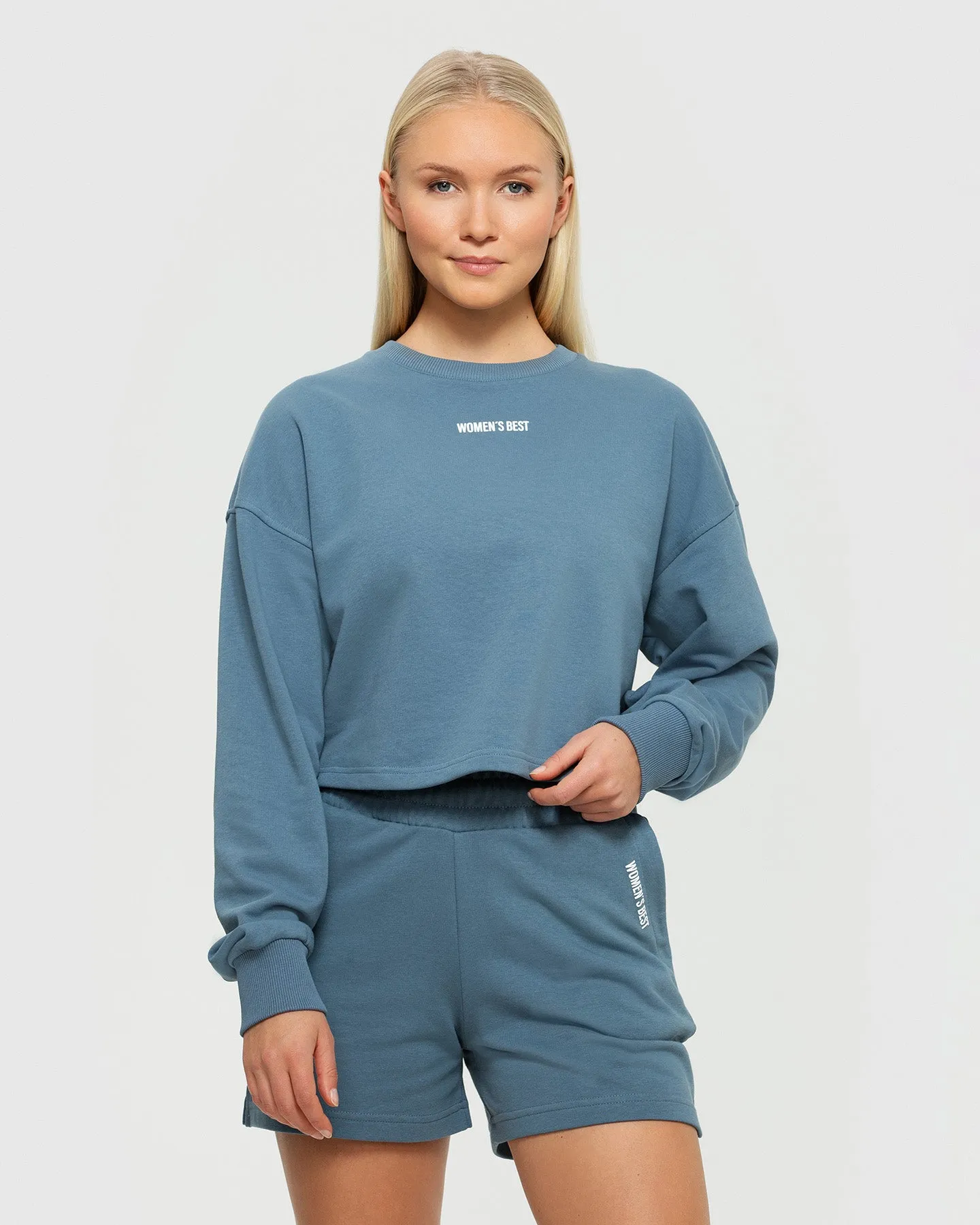 Comfort Cropped Crew Neck | Smoke Blue