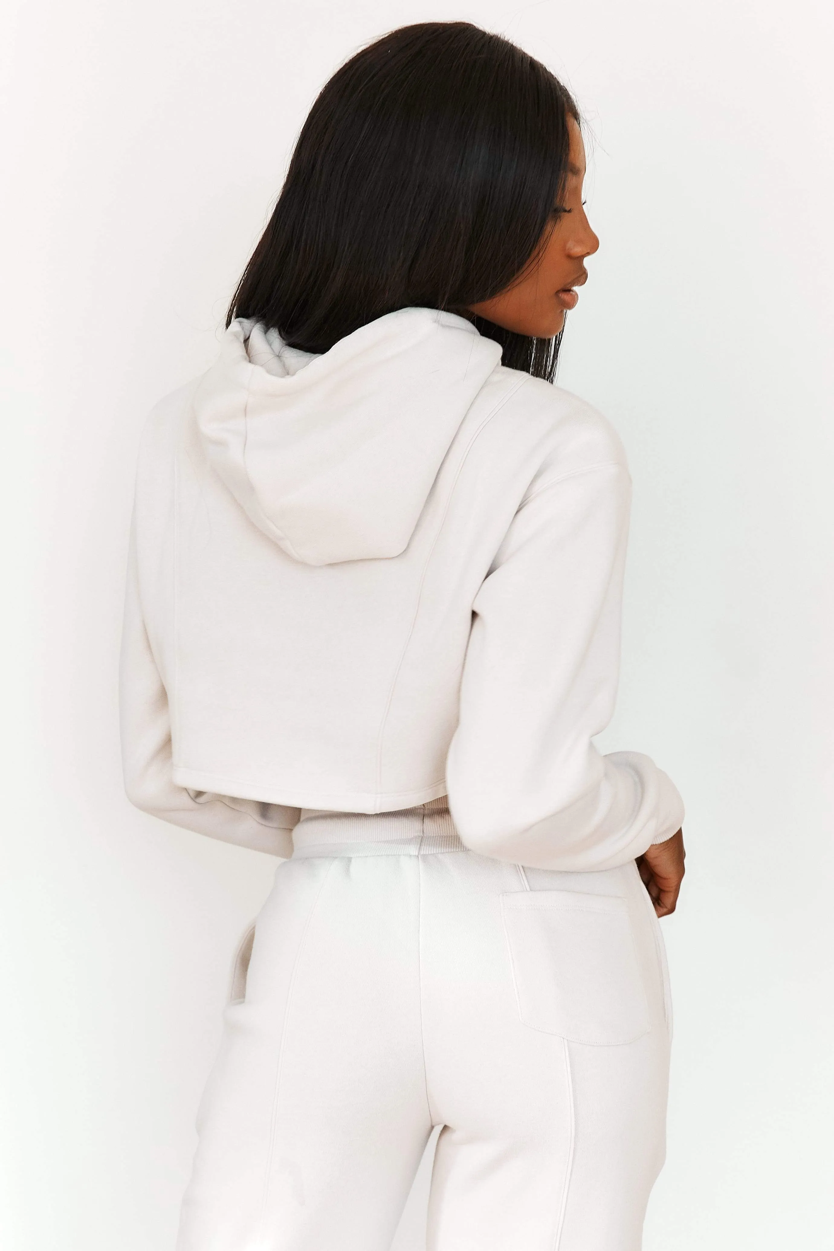 Comfy Cosy Cropped Hoodie - Cream