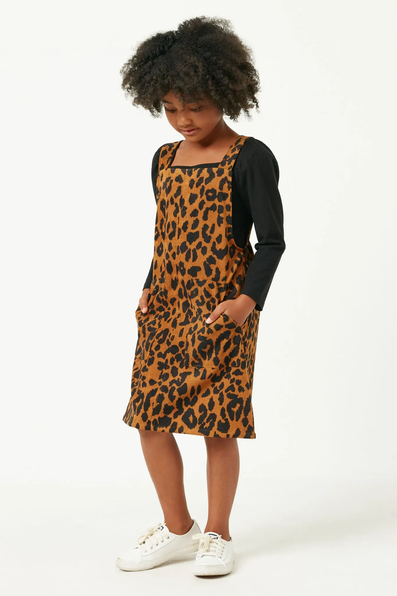 Corduroy Leopard Overall Dress