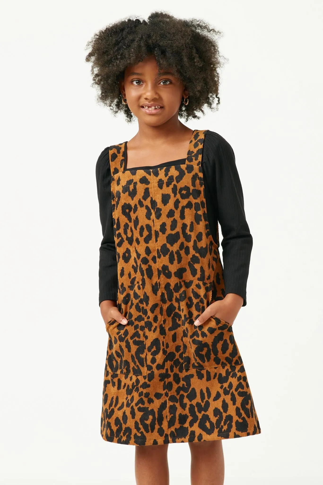 Corduroy Leopard Overall Dress