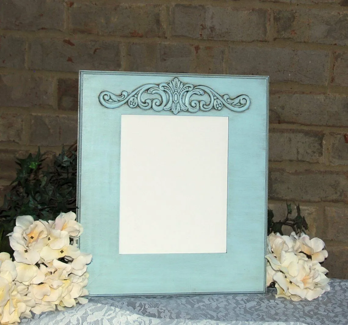 Cottage chic robin's egg blue 8x10 wood picture frame