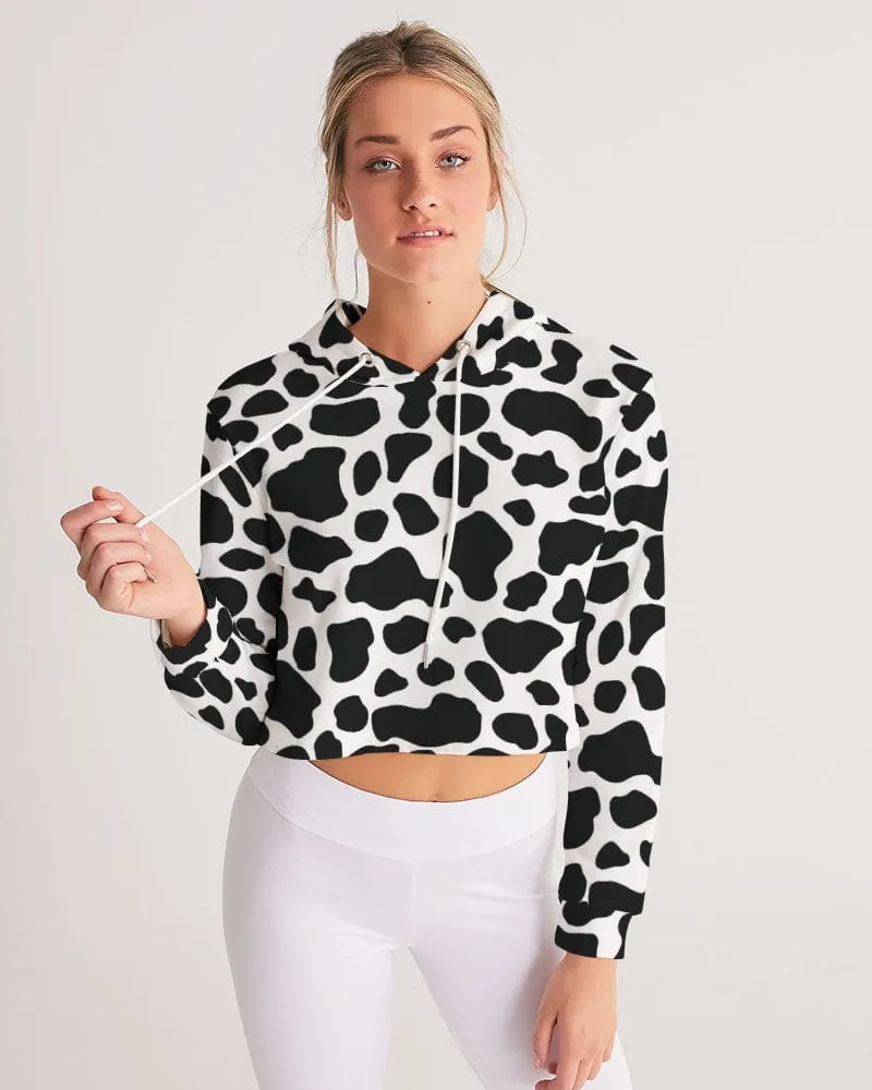 Cow Print Women's Cropped Hoodie
