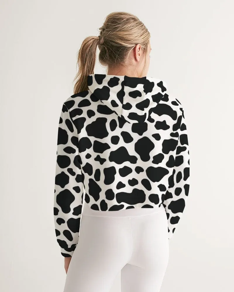 Cow Print Women's Cropped Hoodie