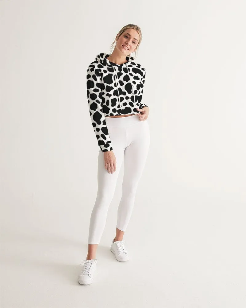Cow Print Women's Cropped Hoodie