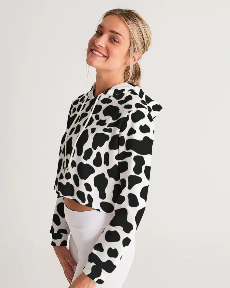Cow Print Women's Cropped Hoodie