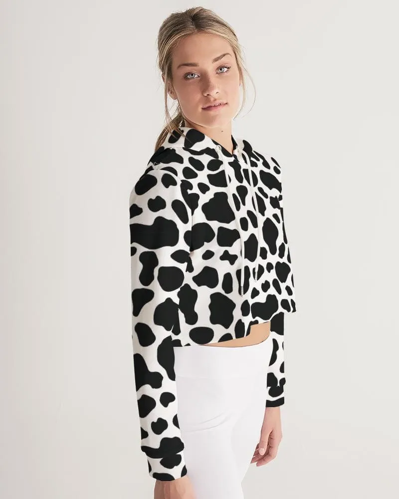 Cow Print Women's Cropped Hoodie