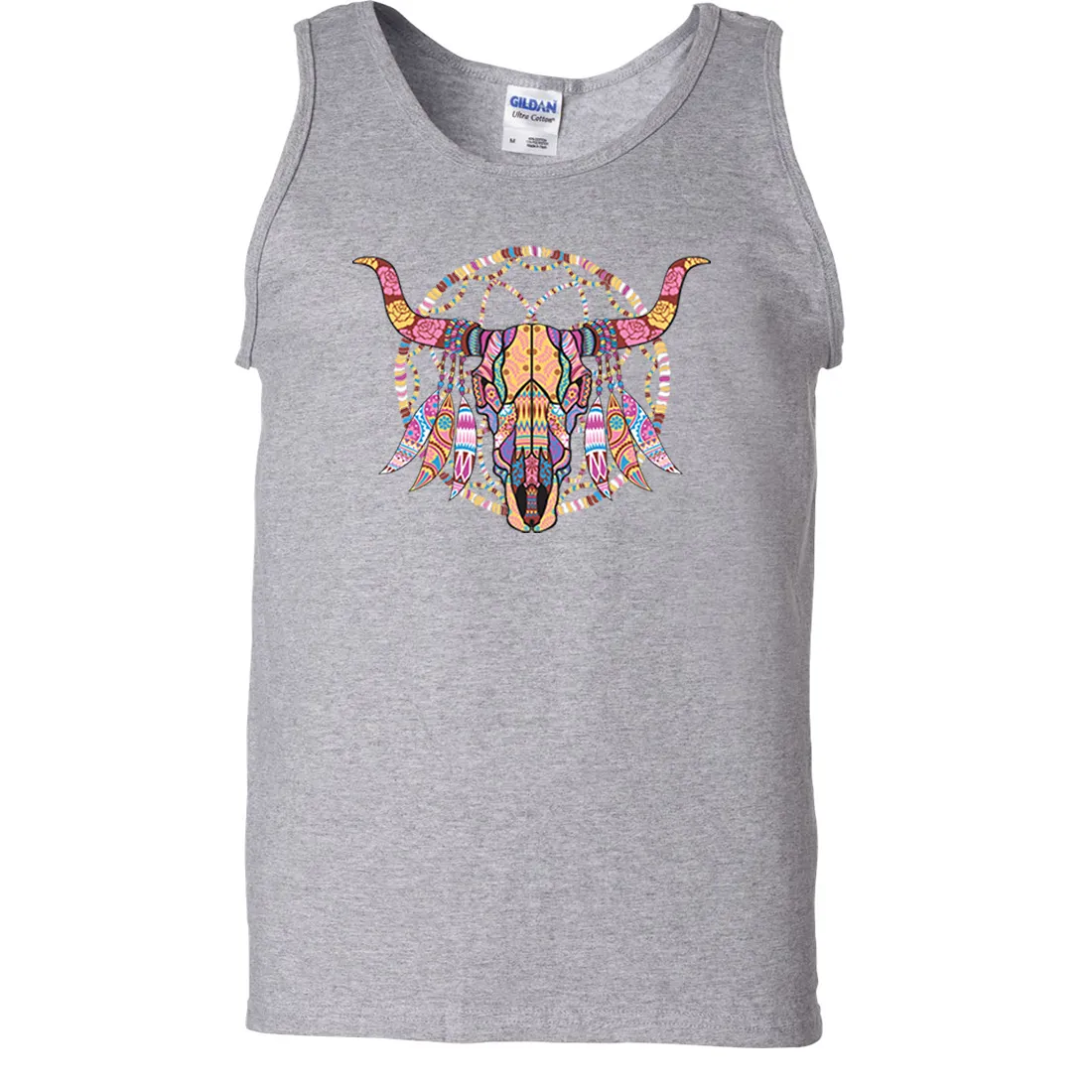 Cow Skull Mosaic Asst Colors Tank Top