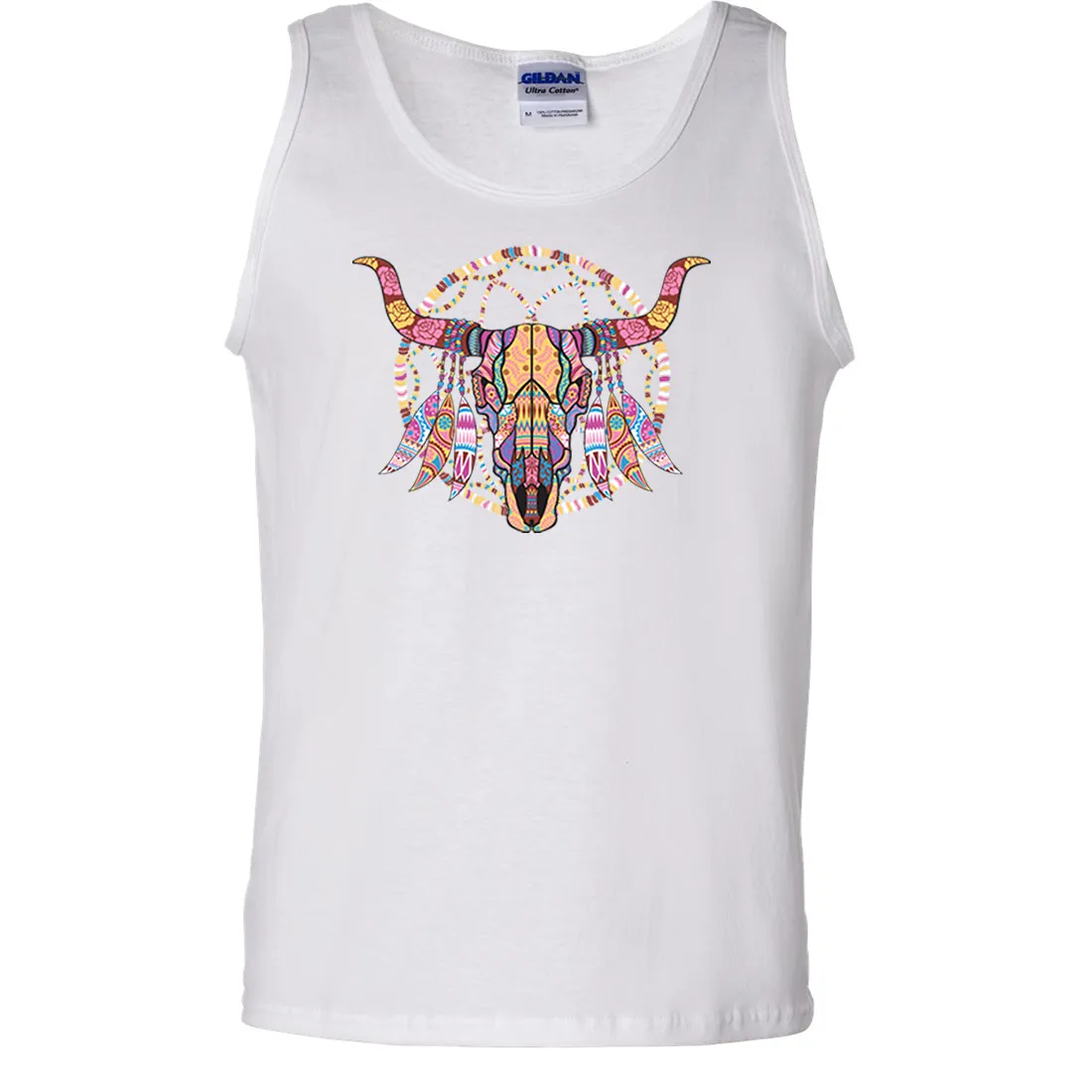 Cow Skull Mosaic Asst Colors Tank Top