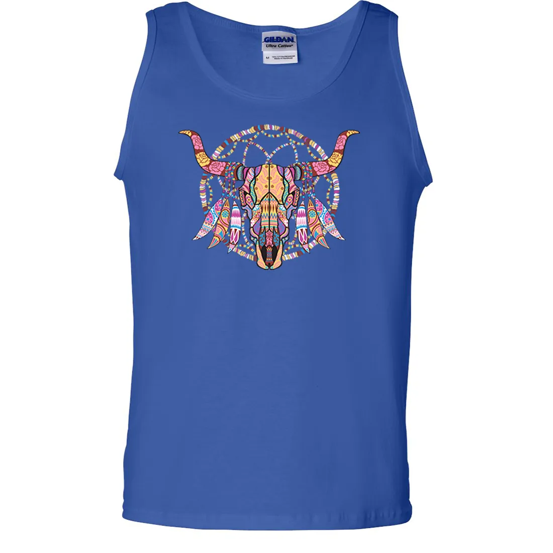 Cow Skull Mosaic Asst Colors Tank Top