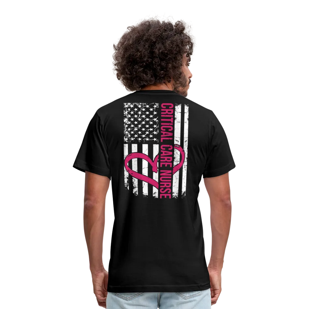 Critical Care Nurse Flag Unisex Jersey T-Shirt by Bella   Canvas