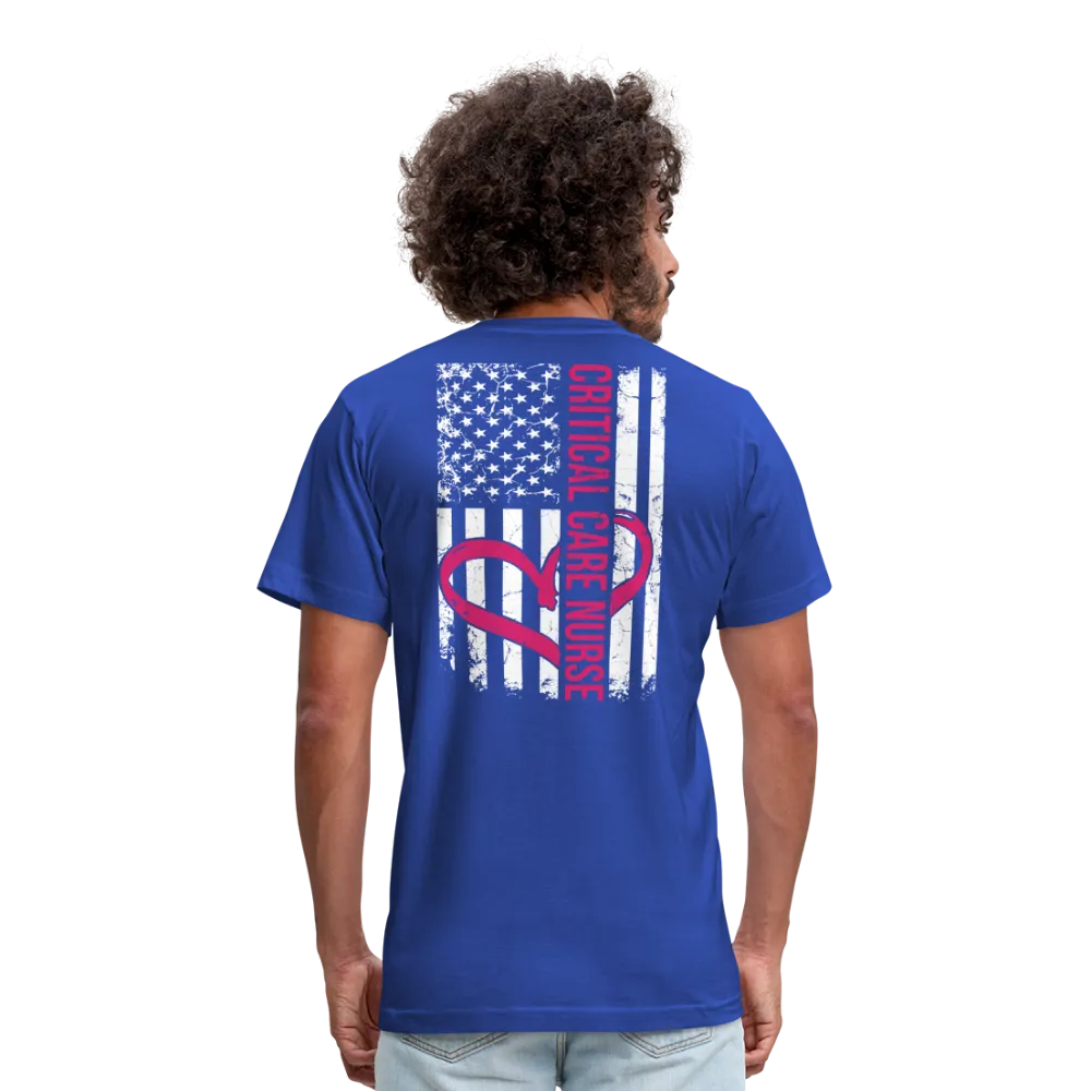 Critical Care Nurse Flag Unisex Jersey T-Shirt by Bella   Canvas