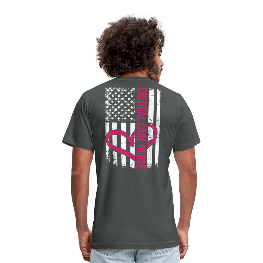 Critical Care Nurse Flag Unisex Jersey T-Shirt by Bella   Canvas