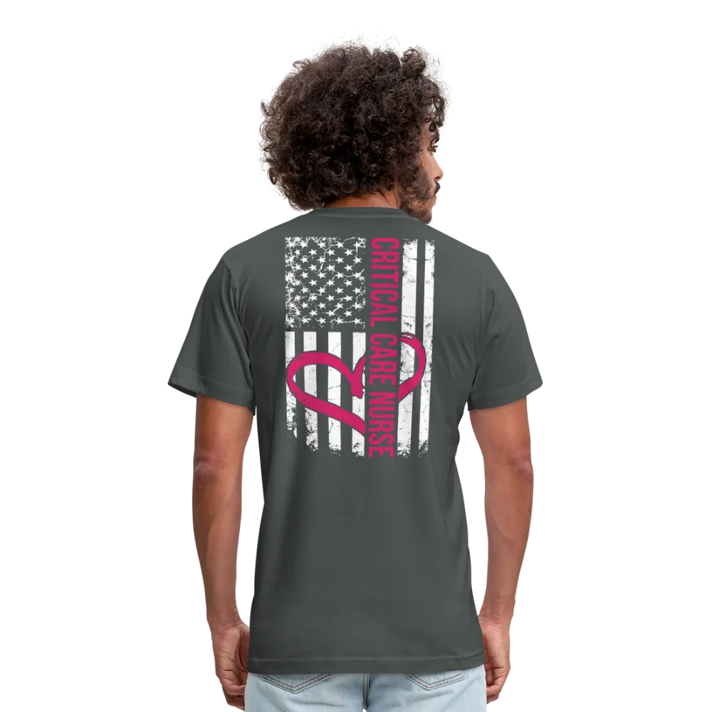 Critical Care Nurse Flag Unisex Jersey T-Shirt by Bella   Canvas
