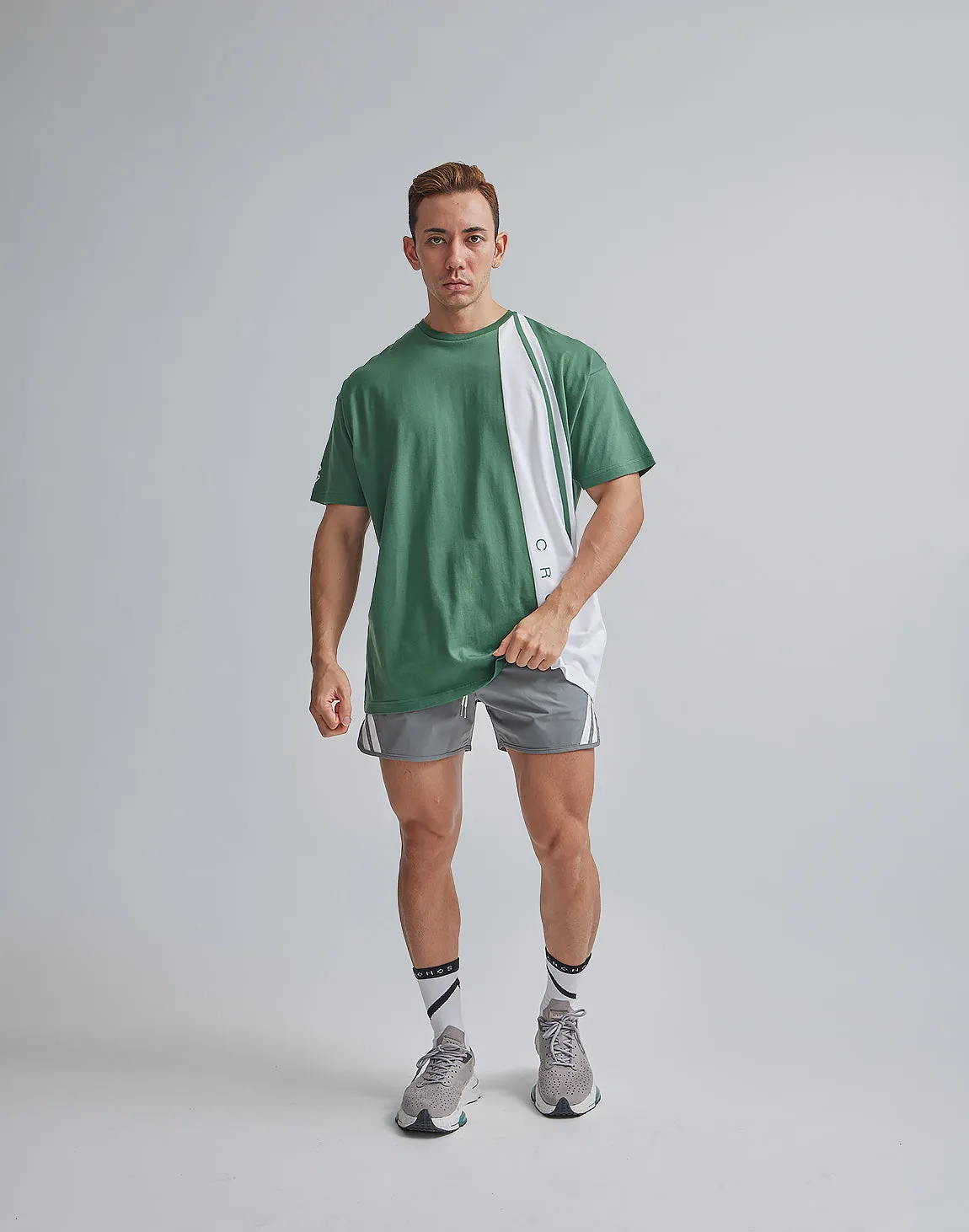 CRONOS ASYMMETRY OVERSIZE T-SHIRTS【GREEN】