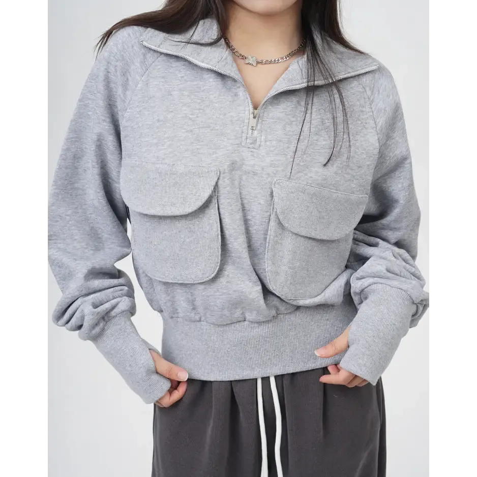 Cropped Grey Zip-Up Sweatshirt Worn in Lisa's Special 27th Birthday Vlog
