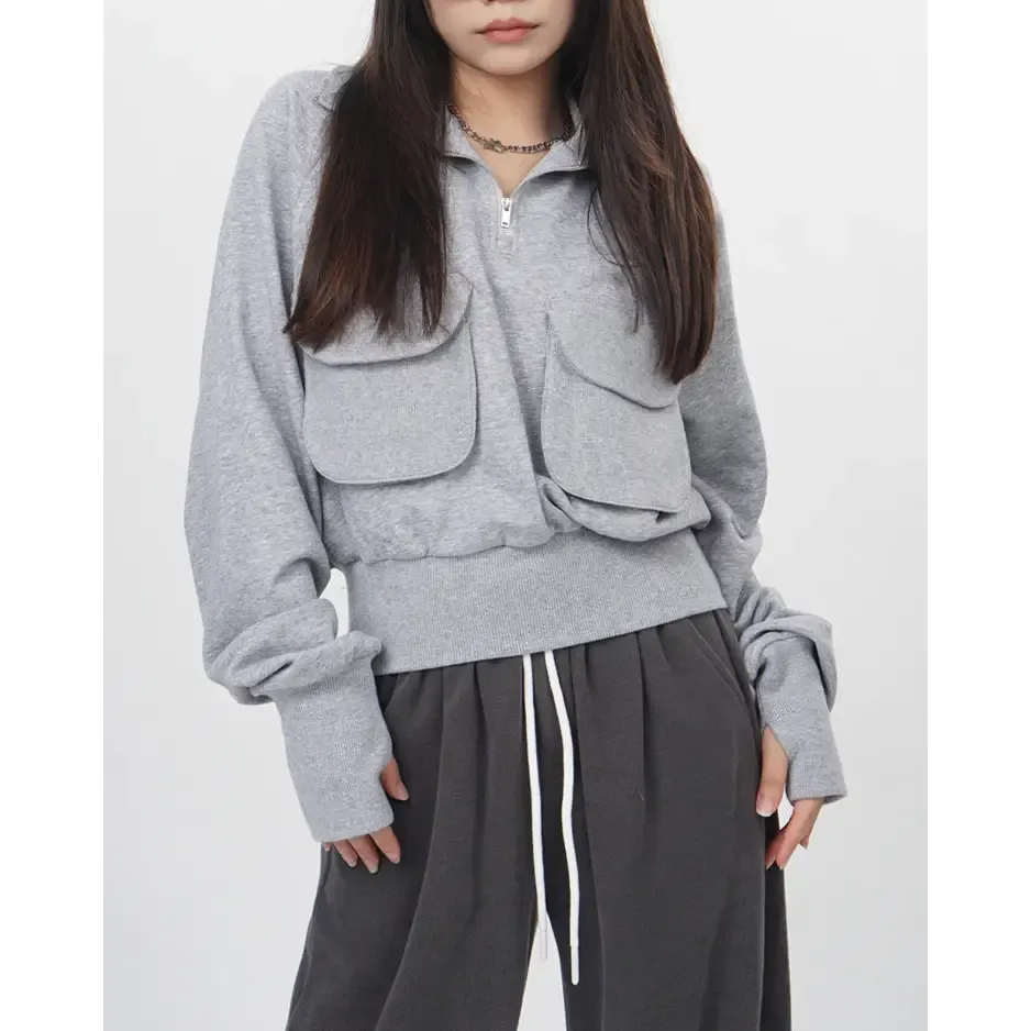 Cropped Grey Zip-Up Sweatshirt Worn in Lisa's Special 27th Birthday Vlog