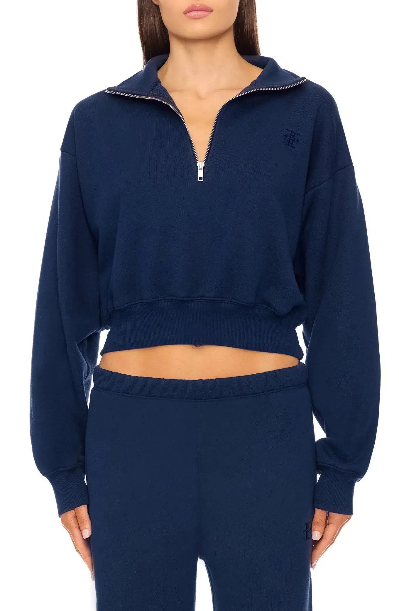 Cropped Half Zip Sweatshirt