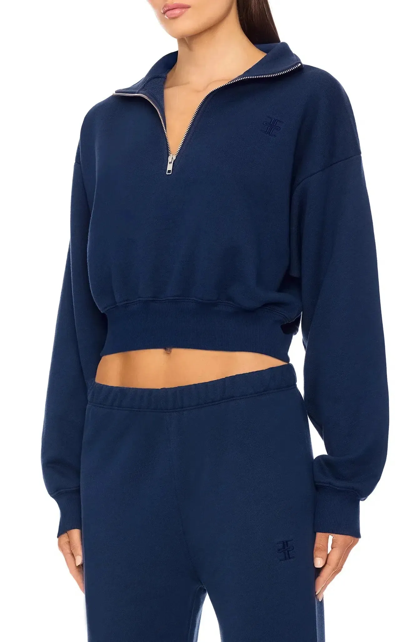 Cropped Half Zip Sweatshirt