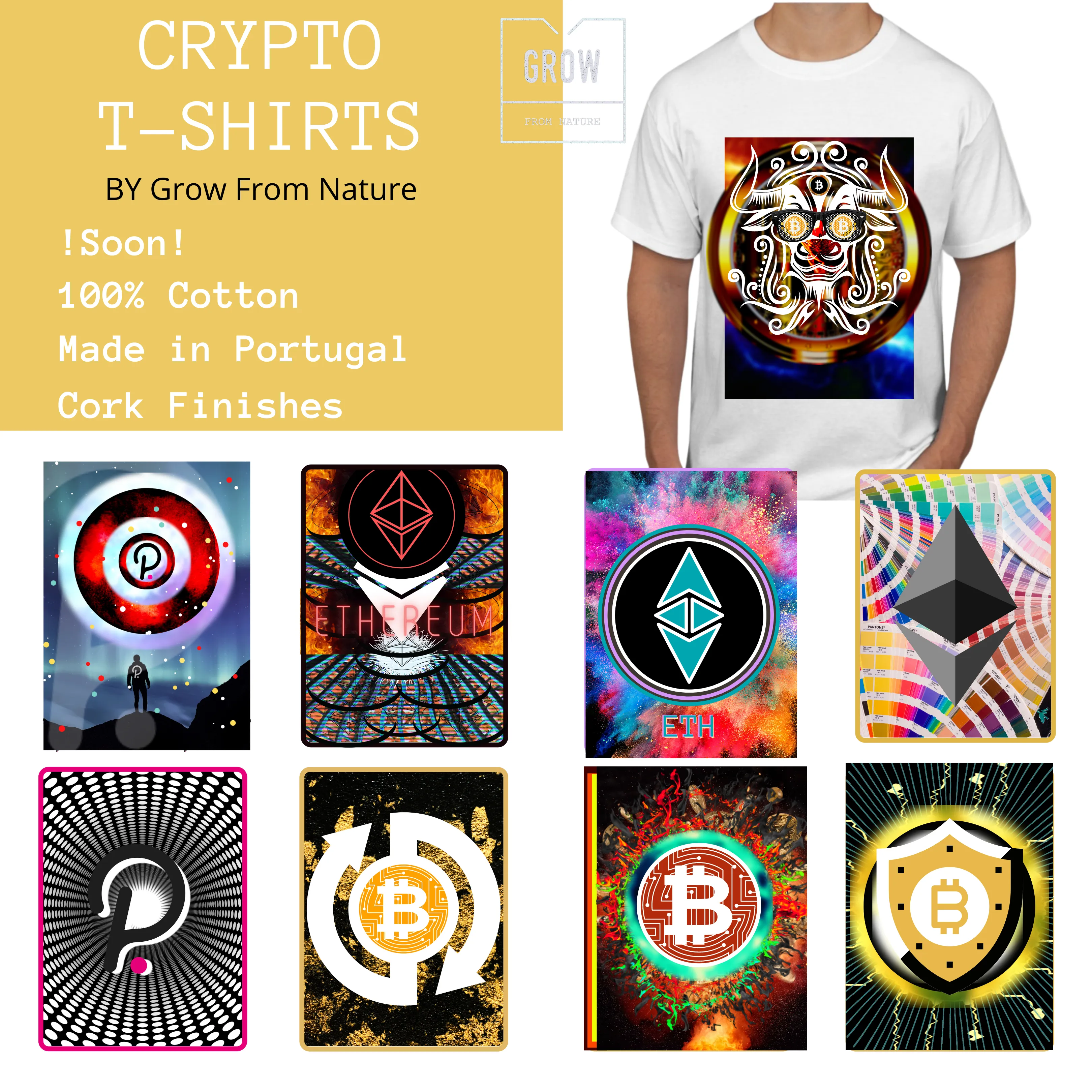 Crypto T-shirts by Grow From Nature BTC / ETH / DOT