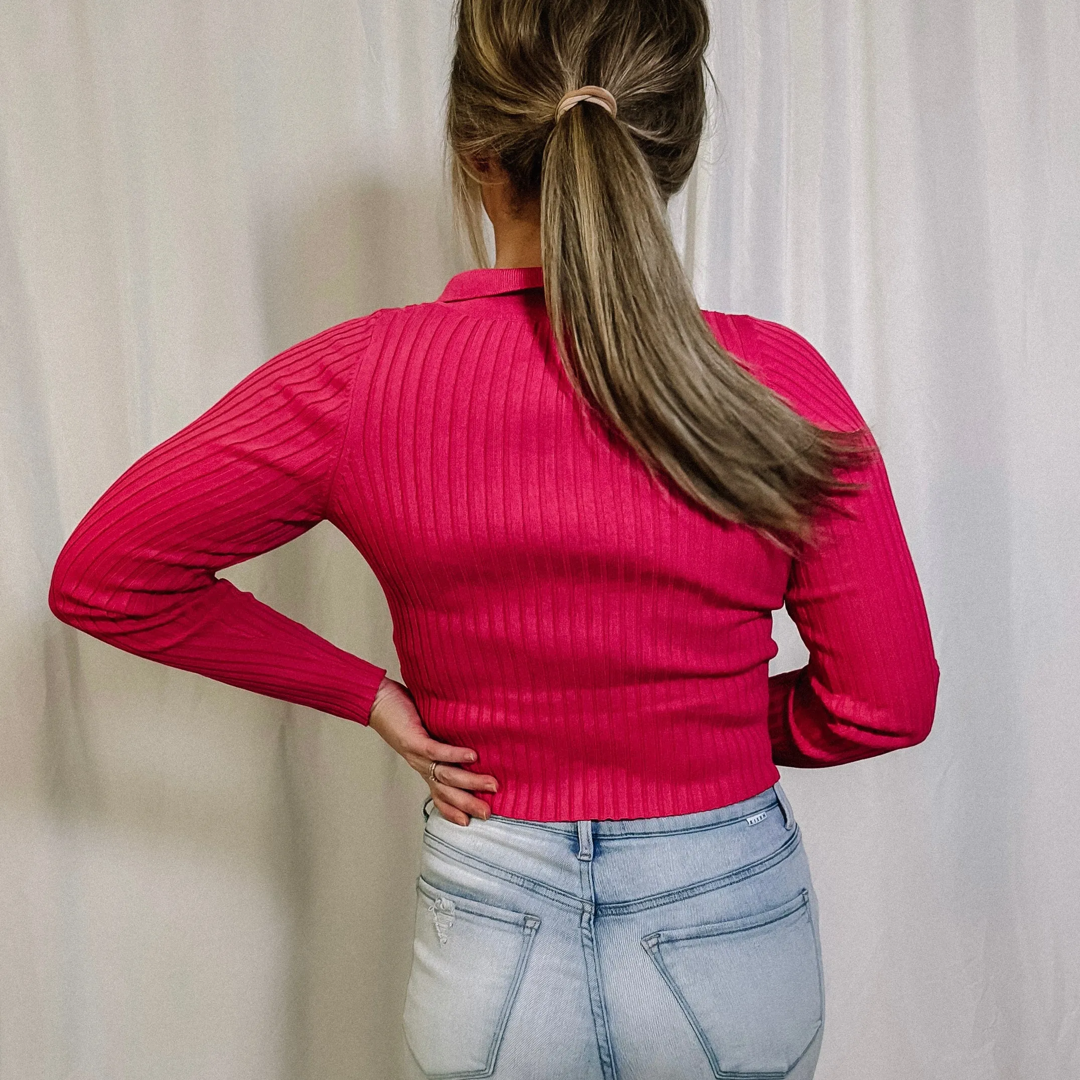 Cute As A Button Collared Top - Pink