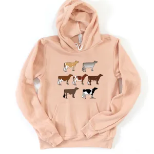 Dairy Cow Breeds Hoodie (S-3XL) Unisex - Multiple Colors!