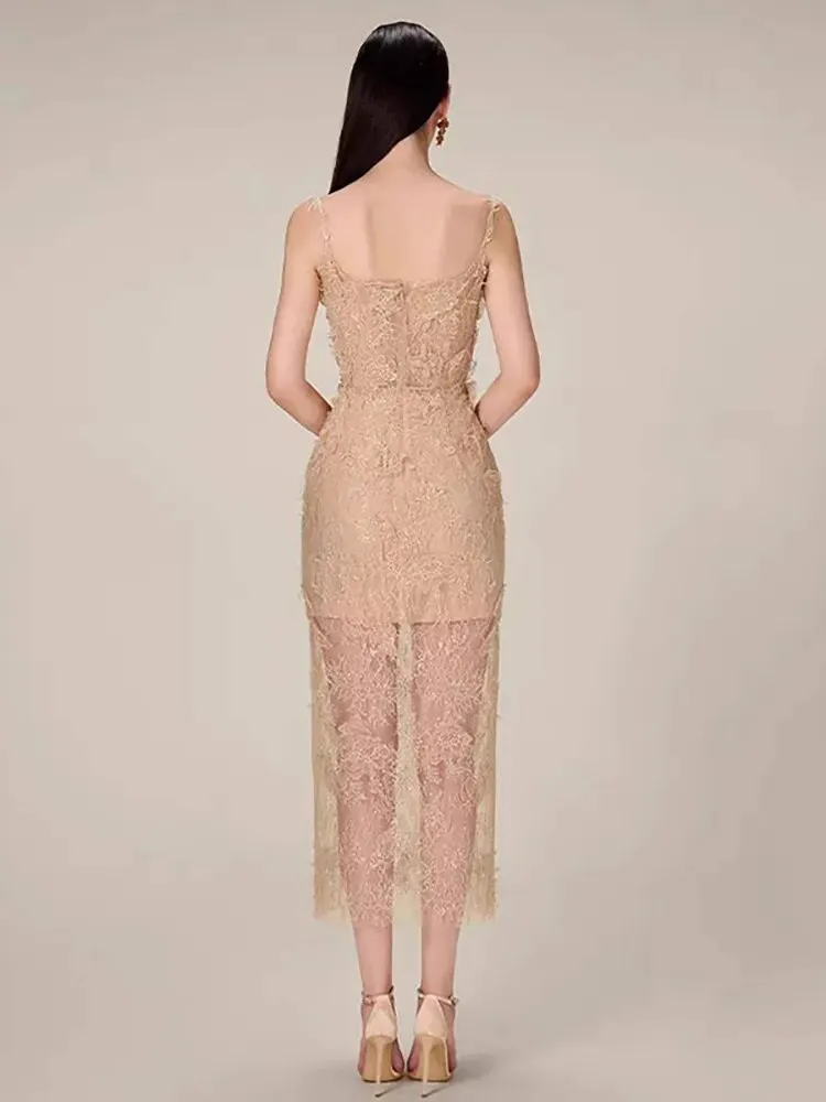 Daisy Corset Fine Lace Sheer Dress