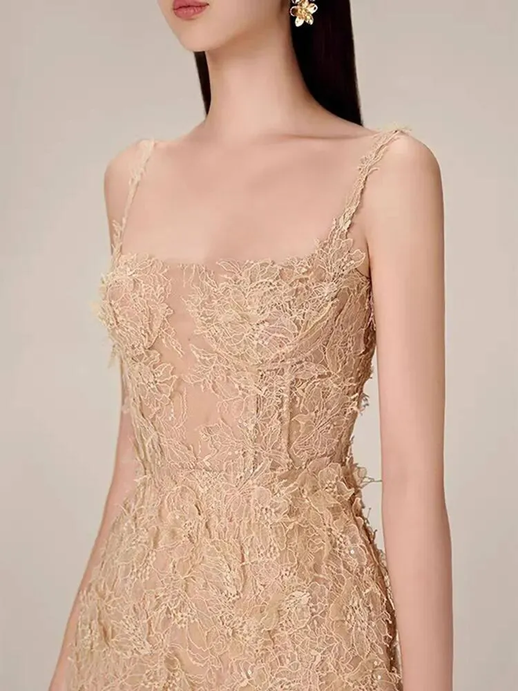 Daisy Corset Fine Lace Sheer Dress