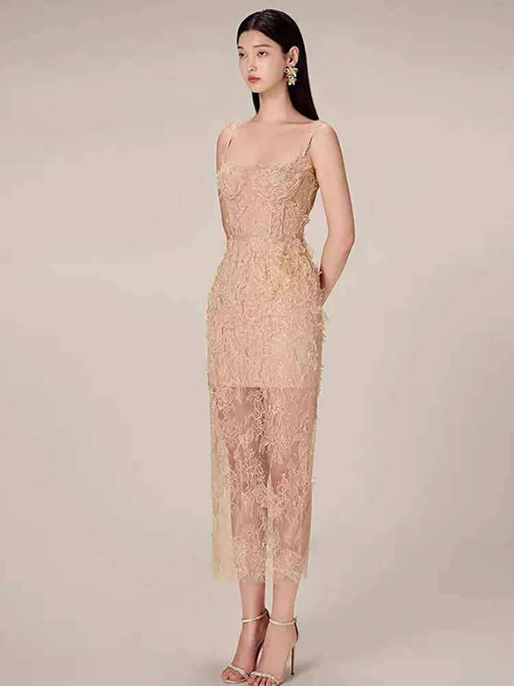 Daisy Corset Fine Lace Sheer Dress