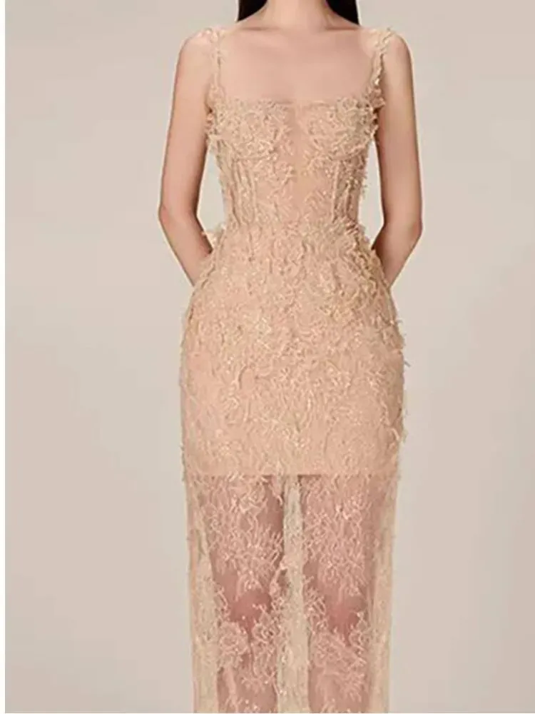 Daisy Corset Fine Lace Sheer Dress