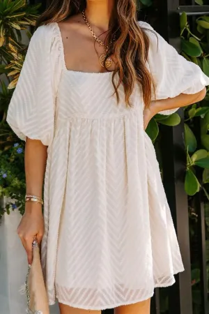 Delilah Textured Puff Sleeve Babydoll Dress