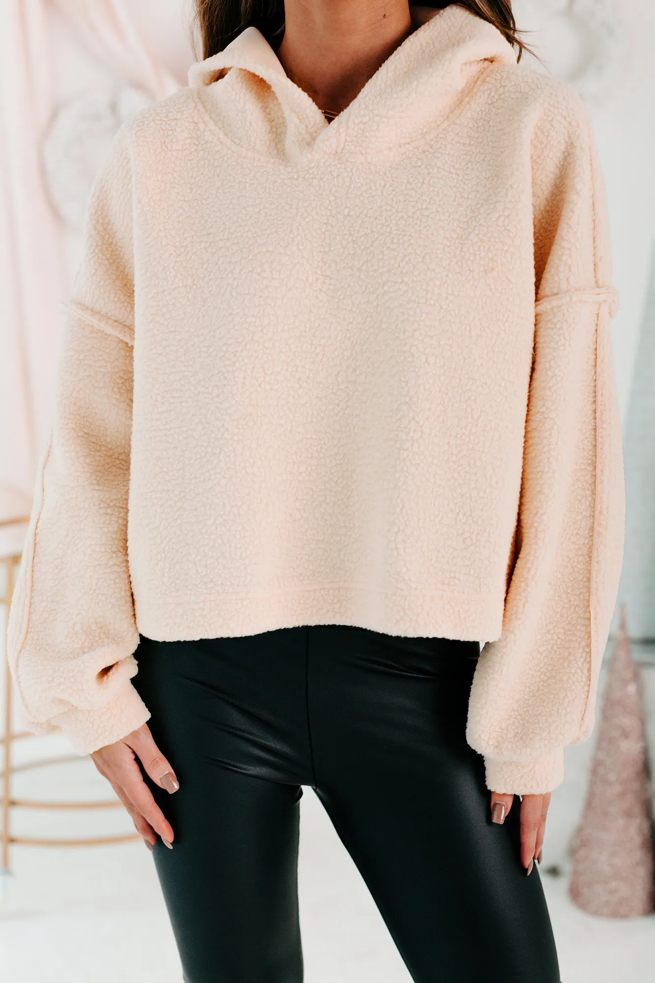 Destined To Be Different Oversized Fleece Hoodie (Pale Pink)