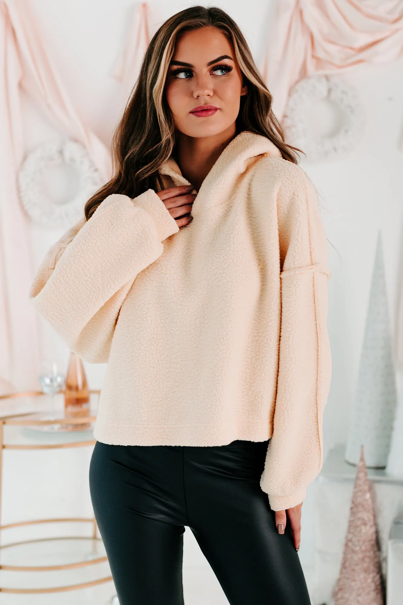 Destined To Be Different Oversized Fleece Hoodie (Pale Pink)