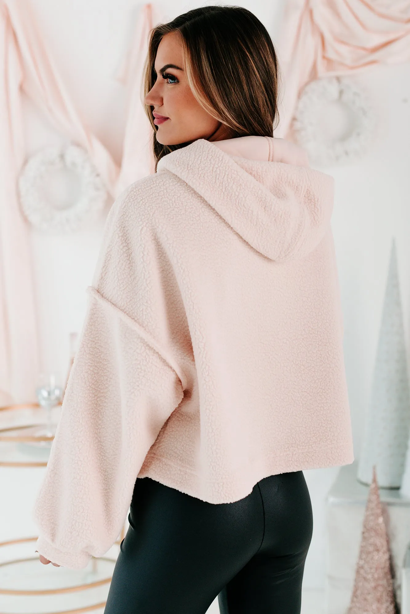 Destined To Be Different Oversized Fleece Hoodie (Pale Pink)