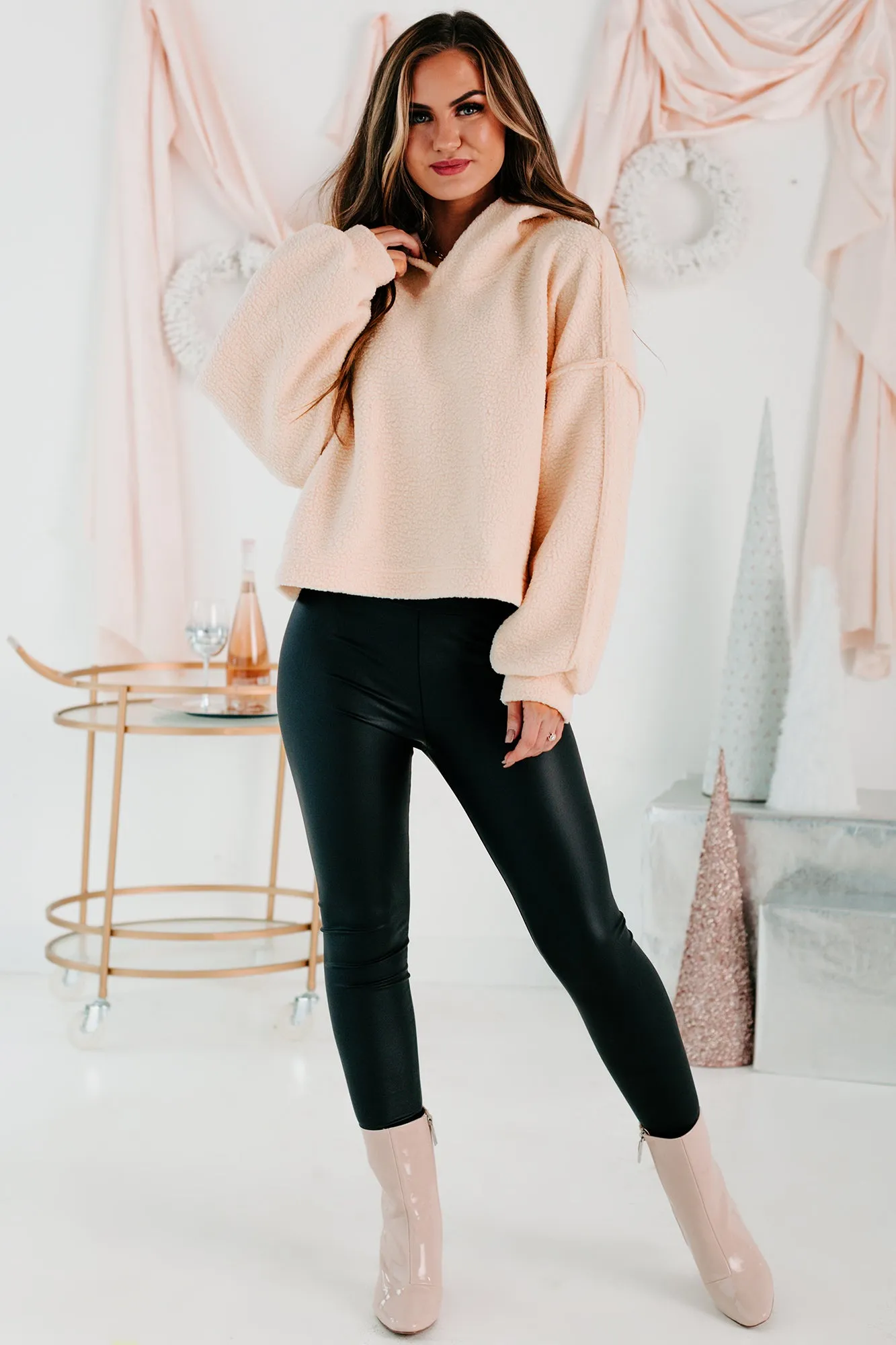 Destined To Be Different Oversized Fleece Hoodie (Pale Pink)